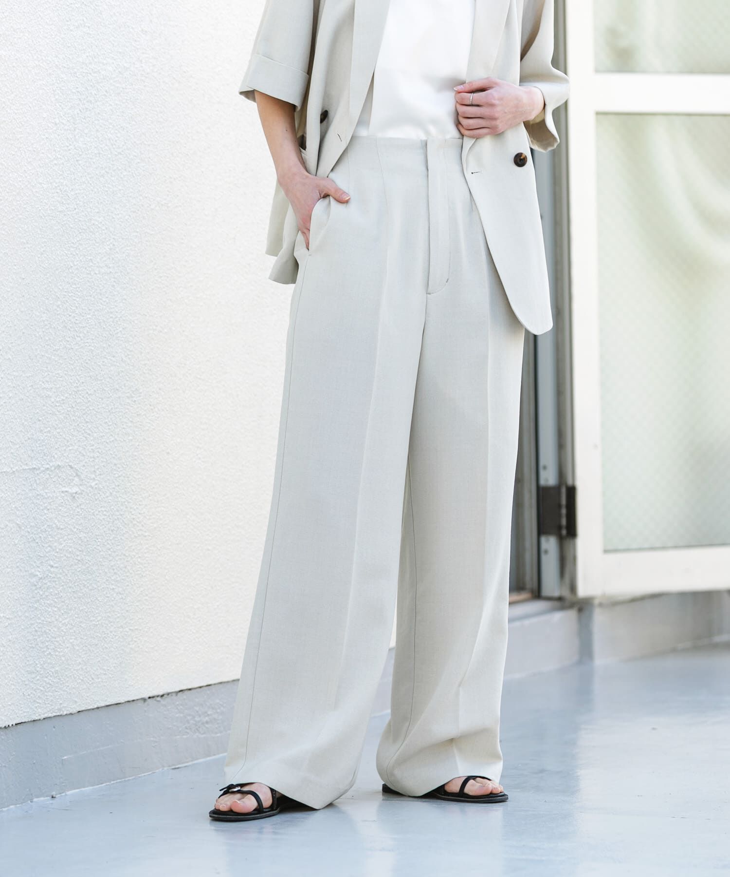 SENSE OF PLACE by URBAN RESEARCH「『UR TECH DRYLUXE』リネンライクワイドパンツ」|その他|