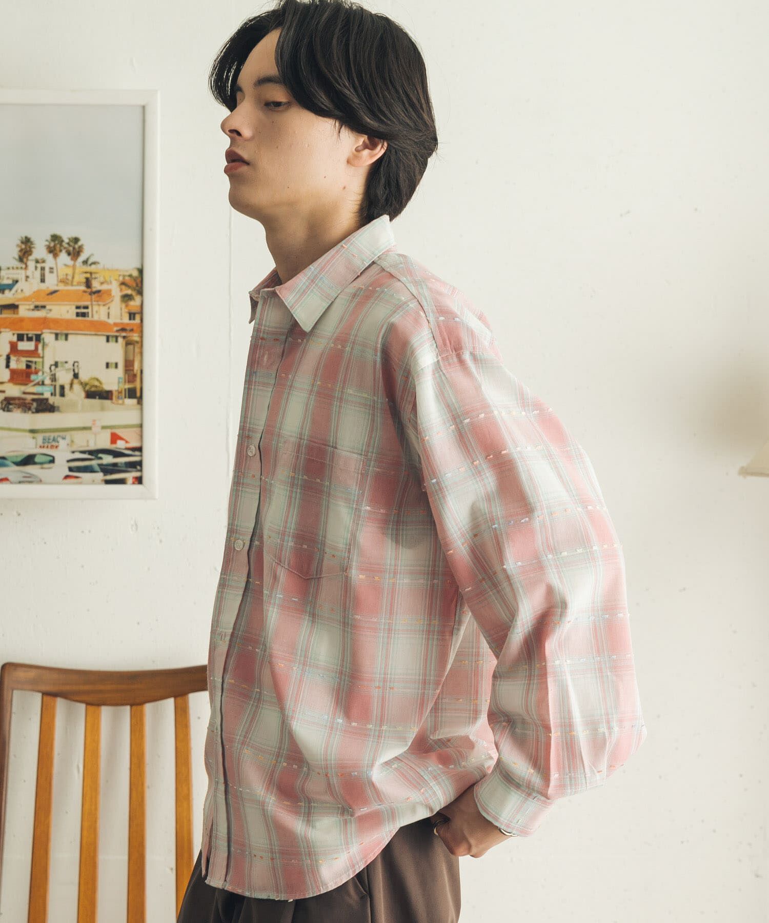 SENSE OF PLACE by URBAN RESEARCH「ドビーチェックレギュラーカラーロングスリーブシャツ」|シャツ・ブラウス|