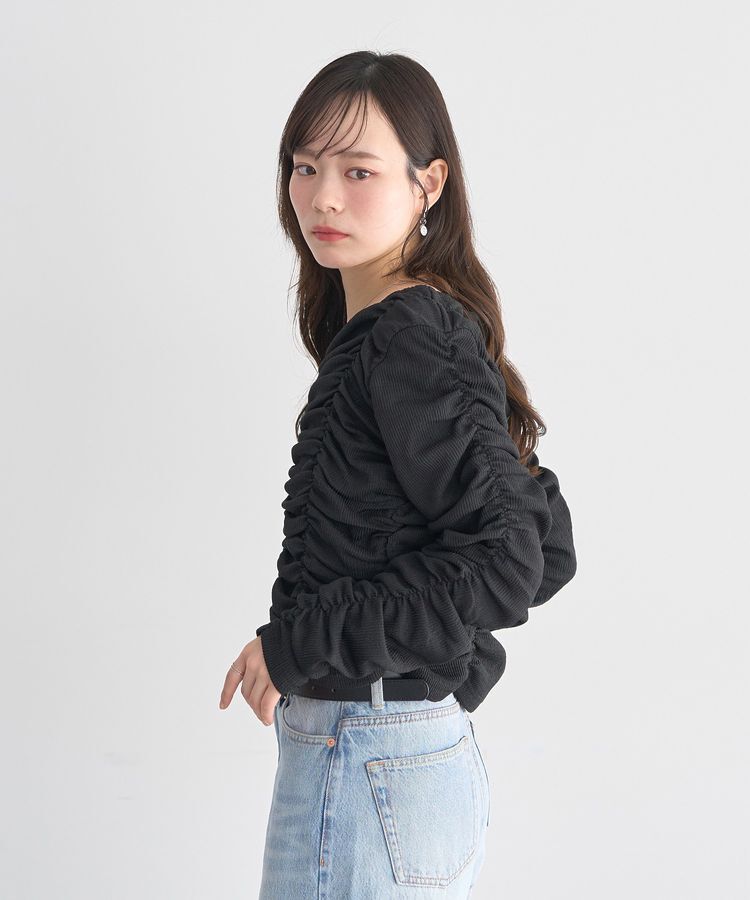earth music&ecology「フロントホックシャーリングトップス」|カーディガン|