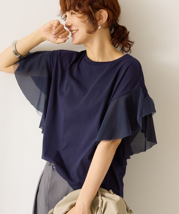 AMERICAN HOLIC「【WEB限定】袖チュールサイドスリットプルオーバー」|Tシャツ・カットソー|
