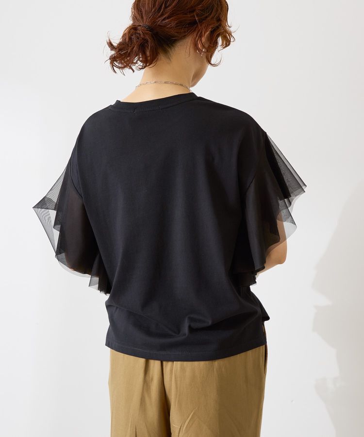 AMERICAN HOLIC「【WEB限定】袖チュールサイドスリットプルオーバー」|Tシャツ・カットソー|