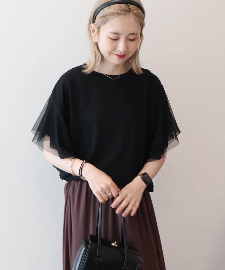 AMERICAN HOLIC「【WEB限定】袖チュールサイドスリットプルオーバー」|Tシャツ・カットソー|
