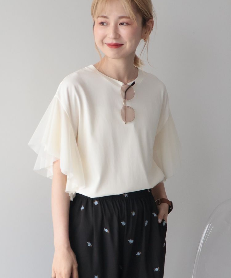 AMERICAN HOLIC「【WEB限定】袖チュールサイドスリットプルオーバー」|Tシャツ・カットソー|