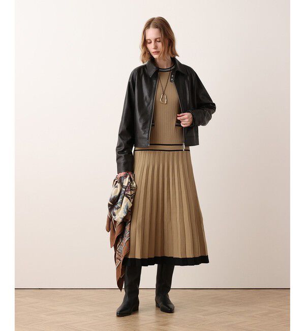 allureville「【Oggi.jp掲載】ラインアクセントプリーツニットワンピース」|ワンピース|