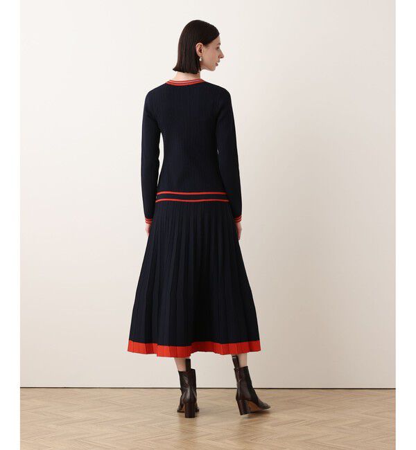allureville「【Oggi.jp掲載】ラインアクセントプリーツニットワンピース」|ワンピース|