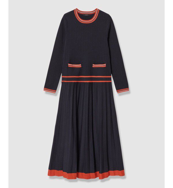 allureville「【Oggi.jp掲載】ラインアクセントプリーツニットワンピース」|ワンピース|
