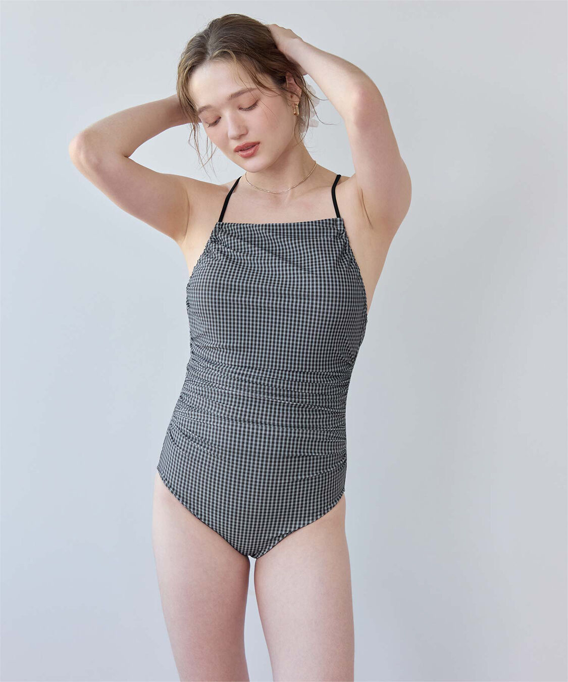 SEA DRESS「サイドギャザーバッククロスデザインワンピース/水着」|ビキニ|