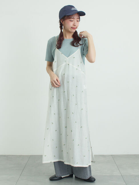 Samansa Mos2「シアー楊柳刺繍キャミソールワンピース」|ワンピース|オフホワイト