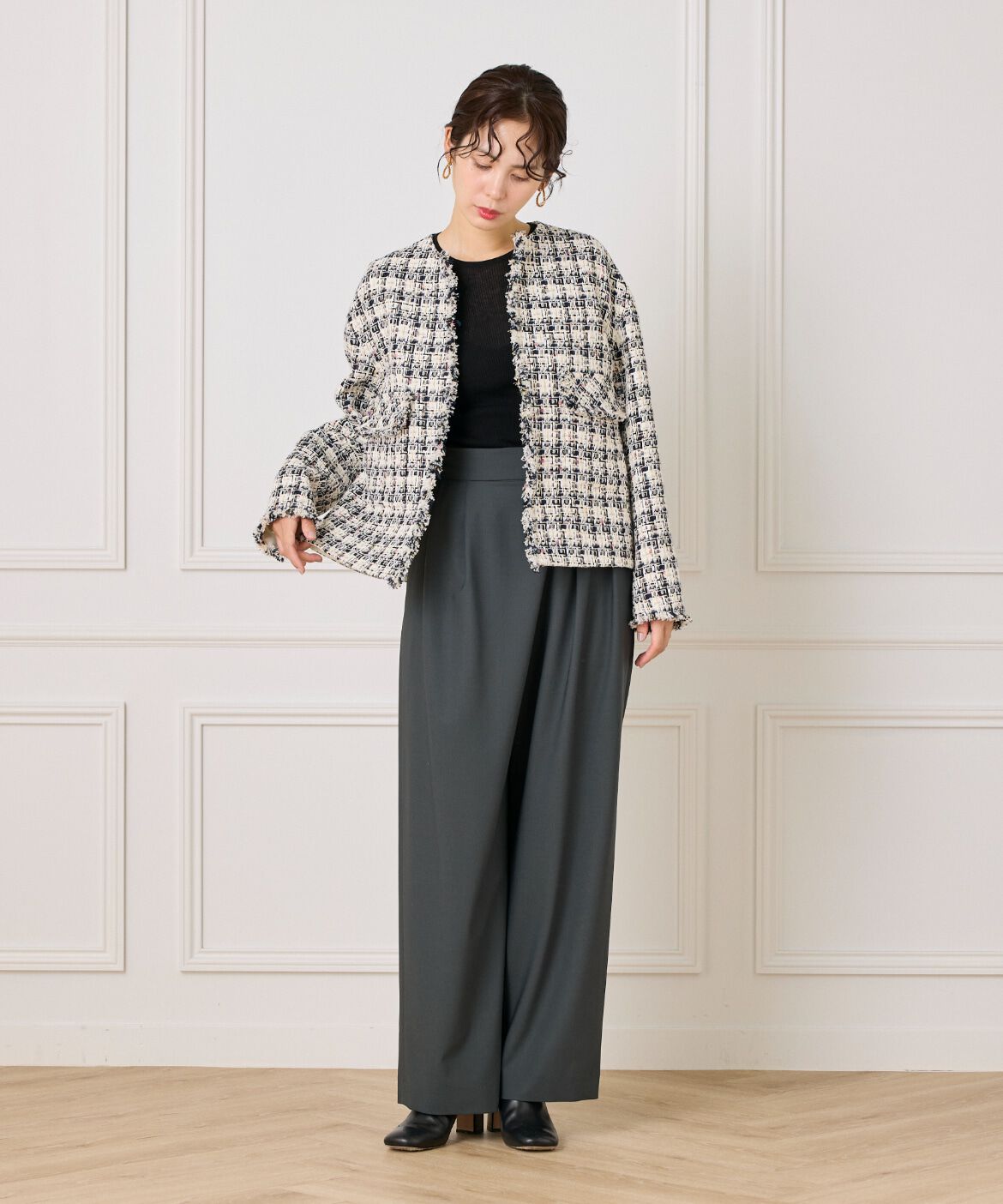 la veille by SUPERIOR CLOSET「《大きいサイズ》LINTONノーカラージャケット」|ノーカラージャケット|