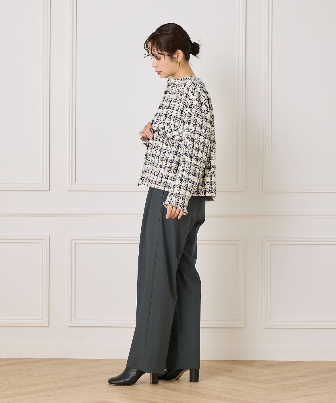 la veille by SUPERIOR CLOSET「《大きいサイズ》LINTONノーカラージャケット」|ノーカラージャケット|