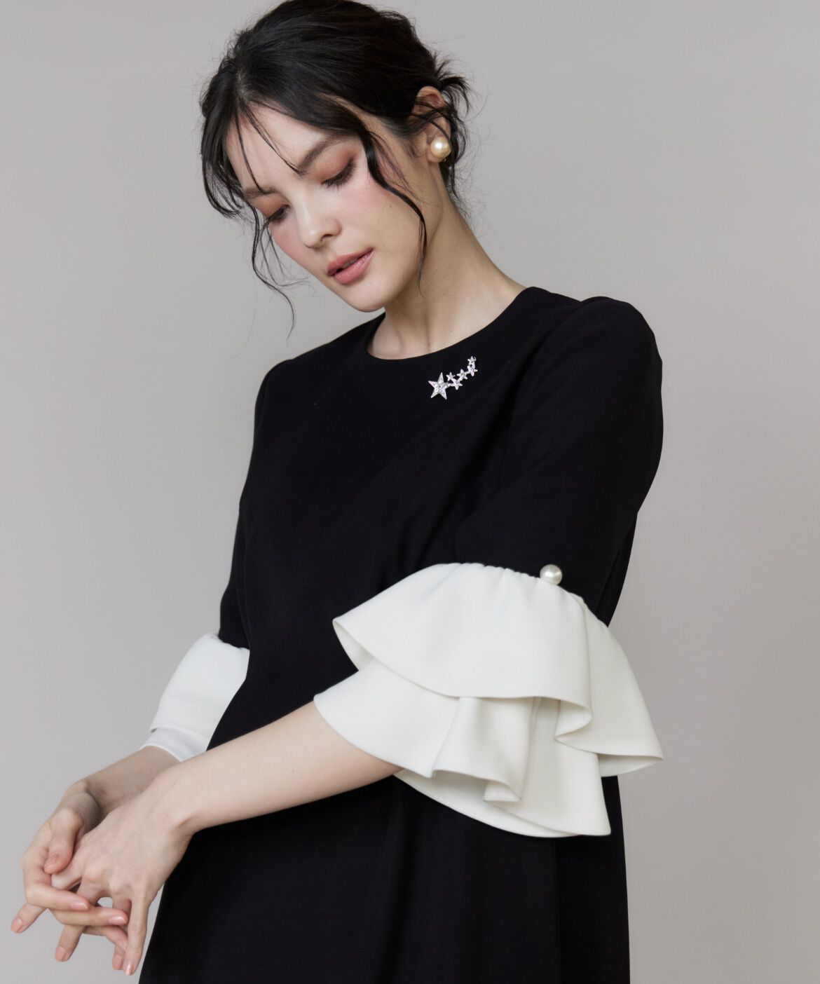 Maglie le cassetto「《M Maglie le cassetto》袖フリルフレアワンピース」|ワンピース|
