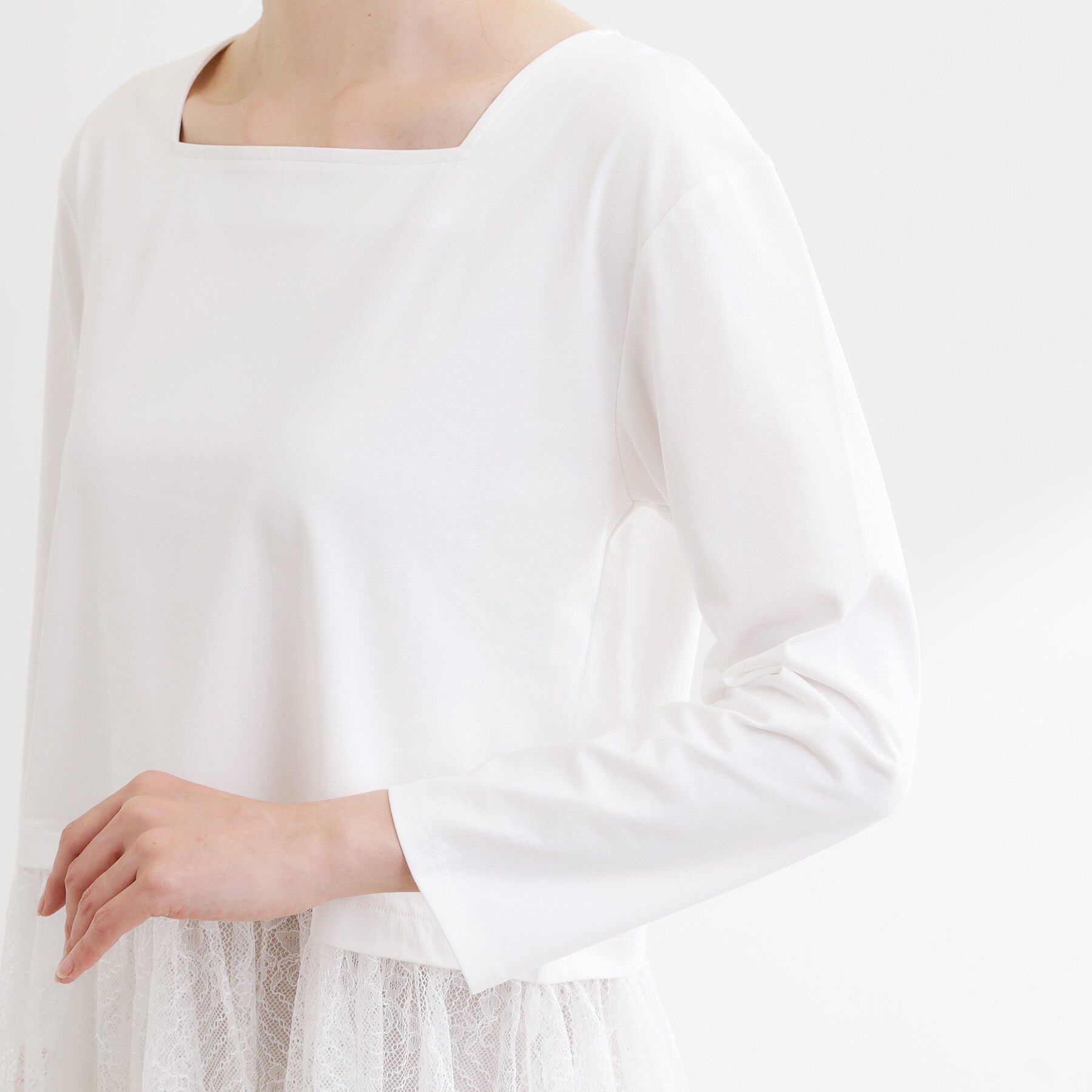 Reflect「【UVカット／接触冷感／レイヤード◎】レース切り替えプルオーバージャージ」|Tシャツ・カットソー|