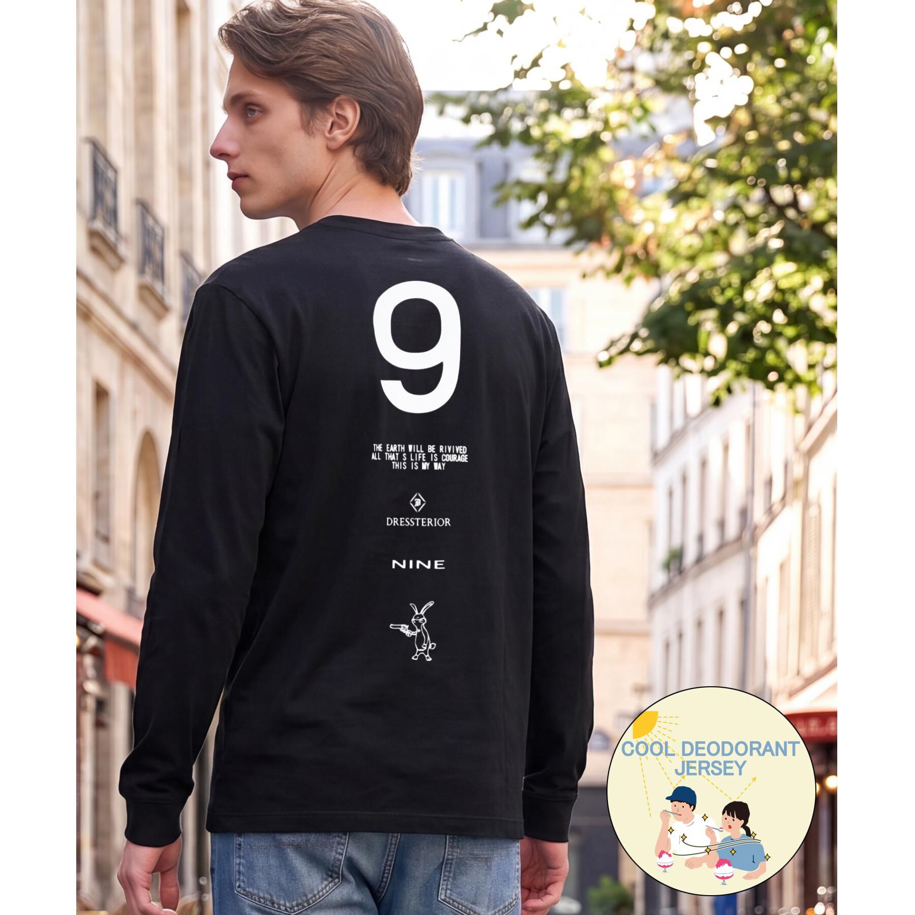 DRESSTERIOR「【接触冷感/UVカット/抗菌防臭/しわ防止】クールデオドラント ロングTシャツ」|Tシャツ・カットソー|ブラック(019)