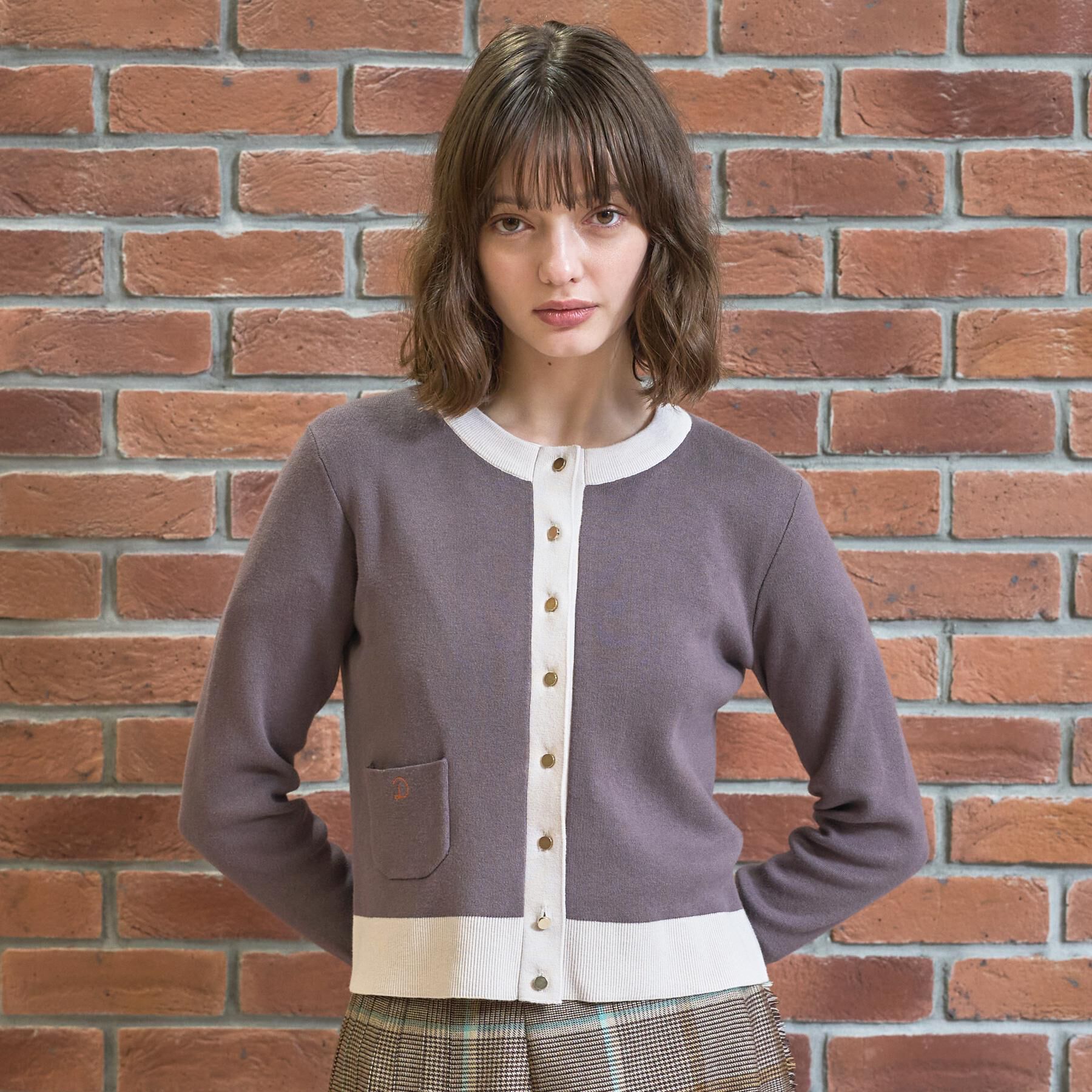 DRESSTERIOR「【マシンウォッシャブル】コットンカシミヤバイカラーカーディガン」|カーディガン|トープ(054)