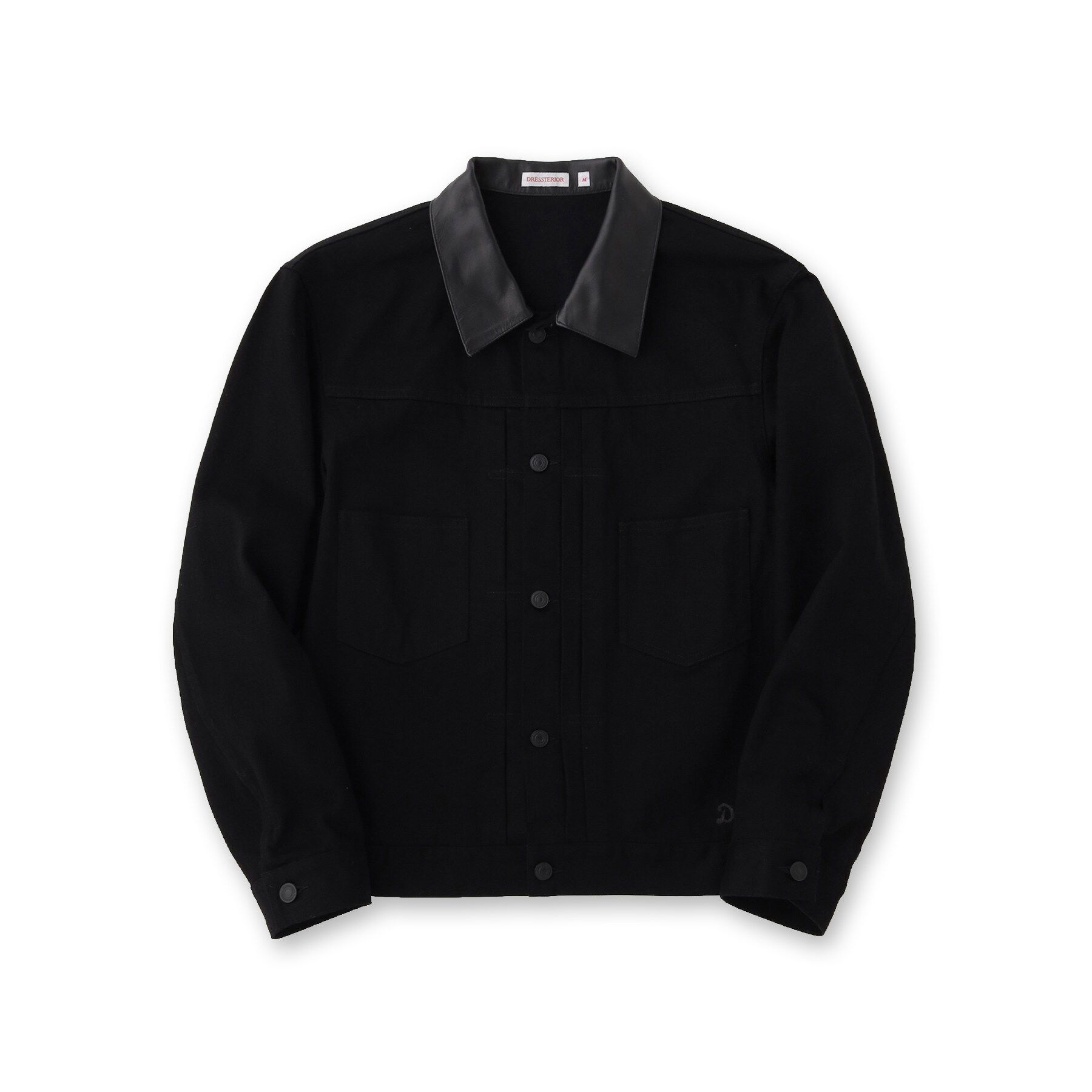 DRESSTERIOR「【セットアップ可】CONEデニム レザーカラーブラックGジャン」|ブルゾン・スタジャン|