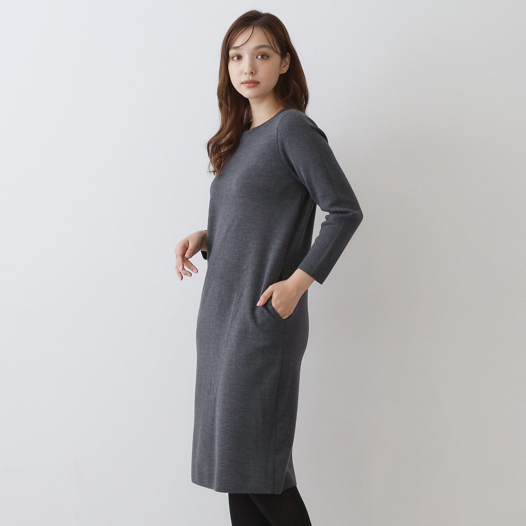 DRESSTERIOR「ファーカラーニットワンピース」|ワンピース|