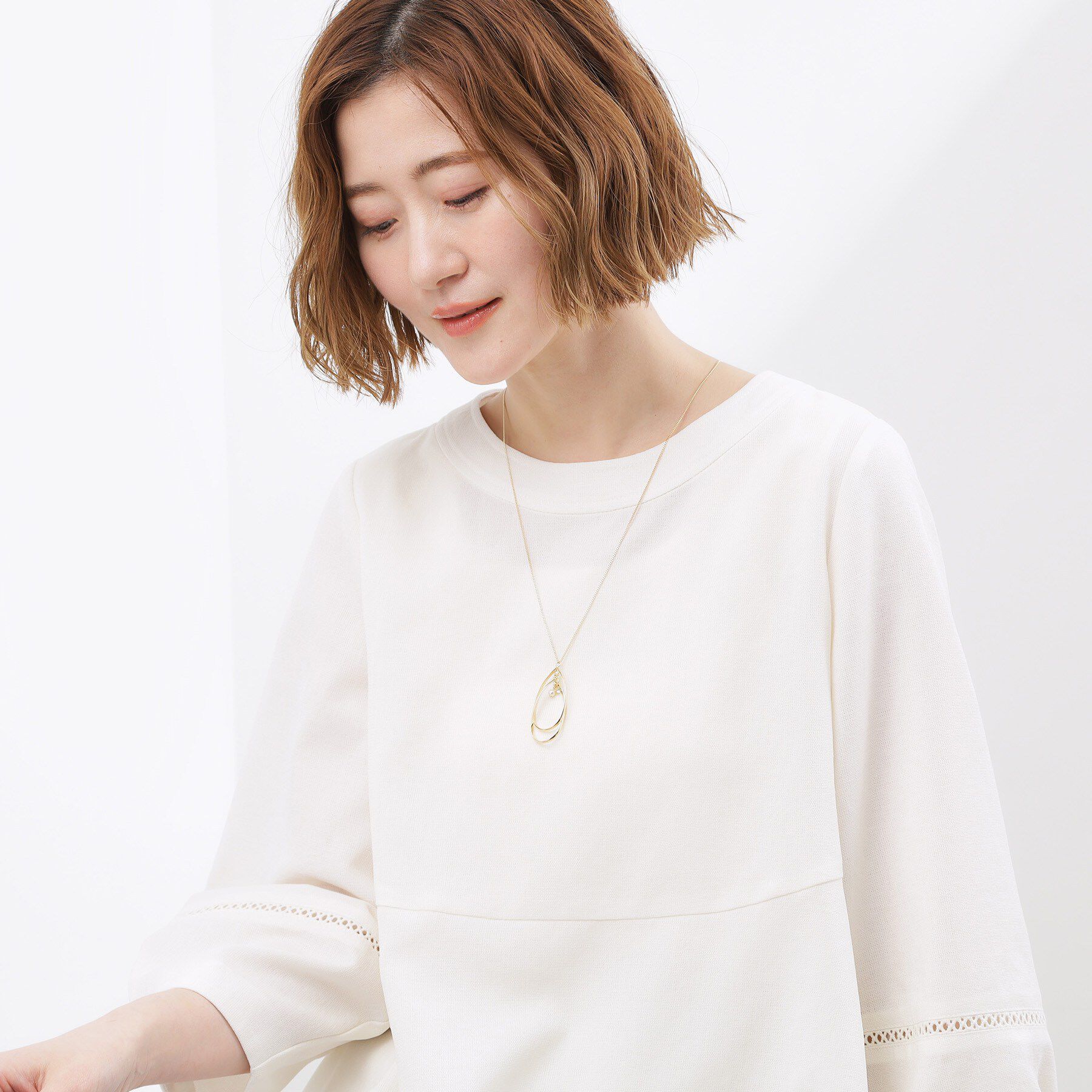 grove「ツイストダブルオーバルパール調ネックレス」|ネックレス|