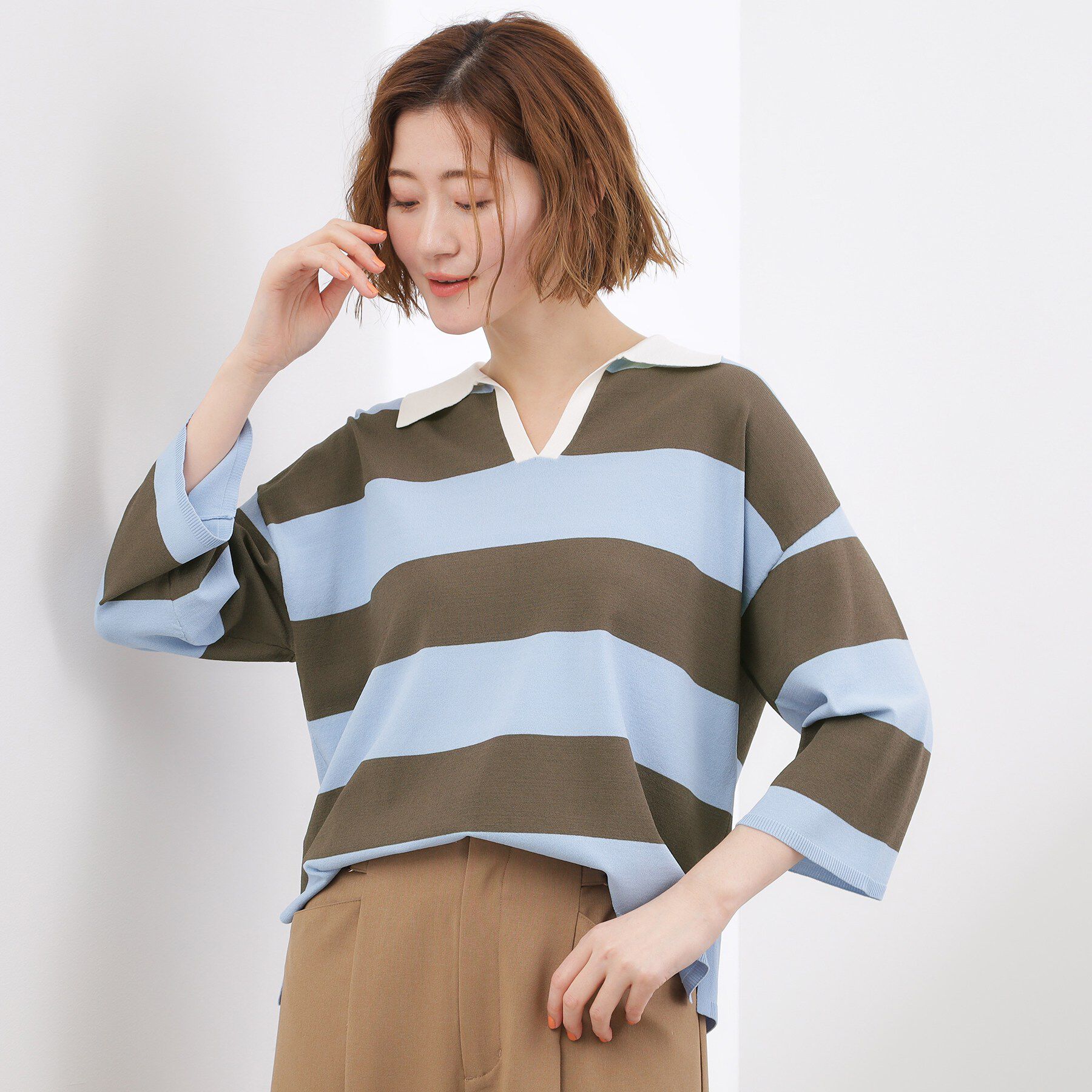 grove「【UVカット】ラガークロップドプルオーバー」|ニット・セーター|