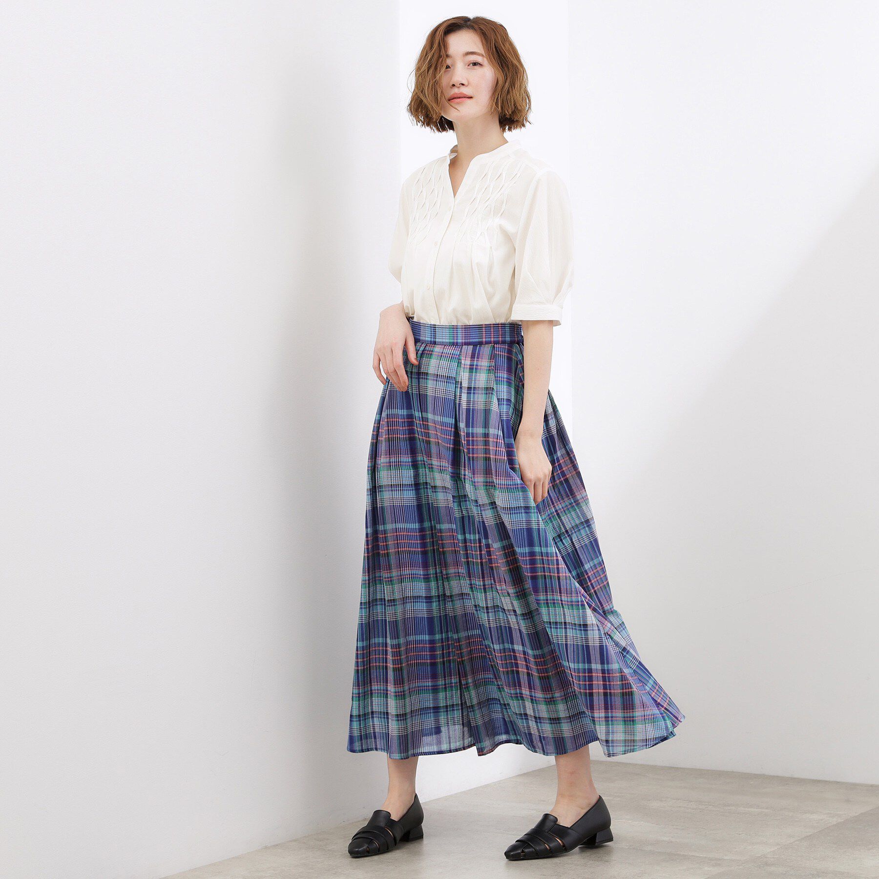 grove「【体型カバー】ON・OFF使えるスモッキングタックブラウス」|シャツ・ブラウス|