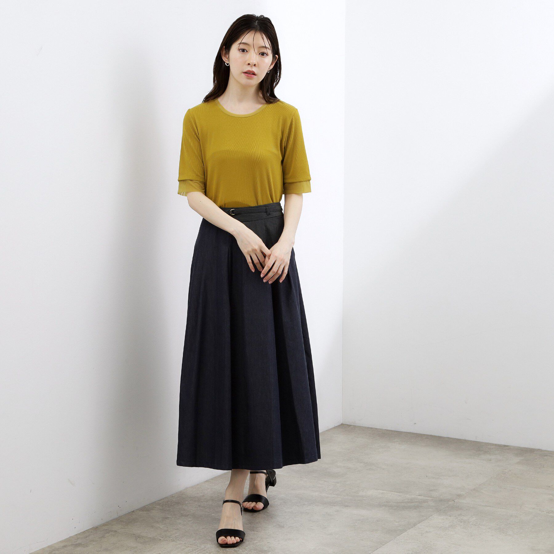 grove「【UVカット】チュールトリミング5分袖Tシャツ」|Tシャツ・カットソー|