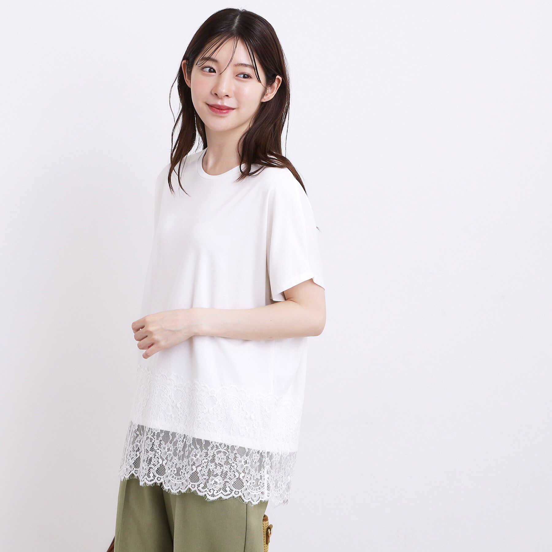 grove「【SET UP可】ポンチシリーズ／裾レースドルマンカットソー」|Tシャツ・カットソー|