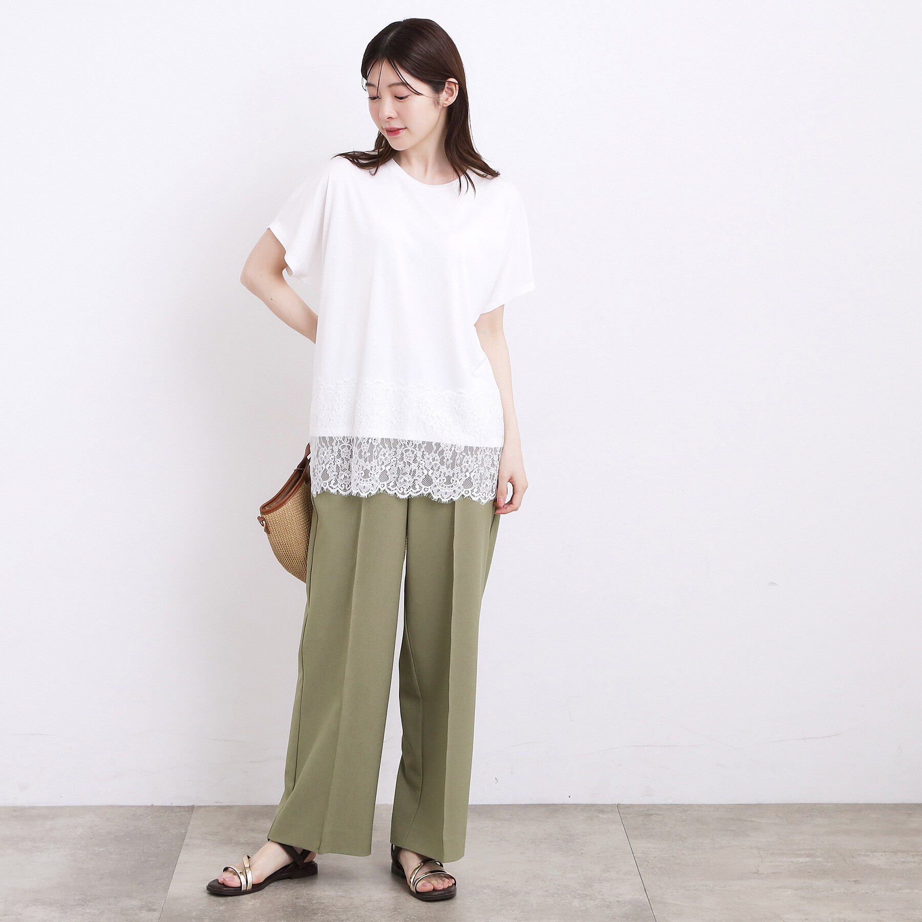 grove「【SET UP可】ポンチシリーズ／裾レースドルマンカットソー」|Tシャツ・カットソー|