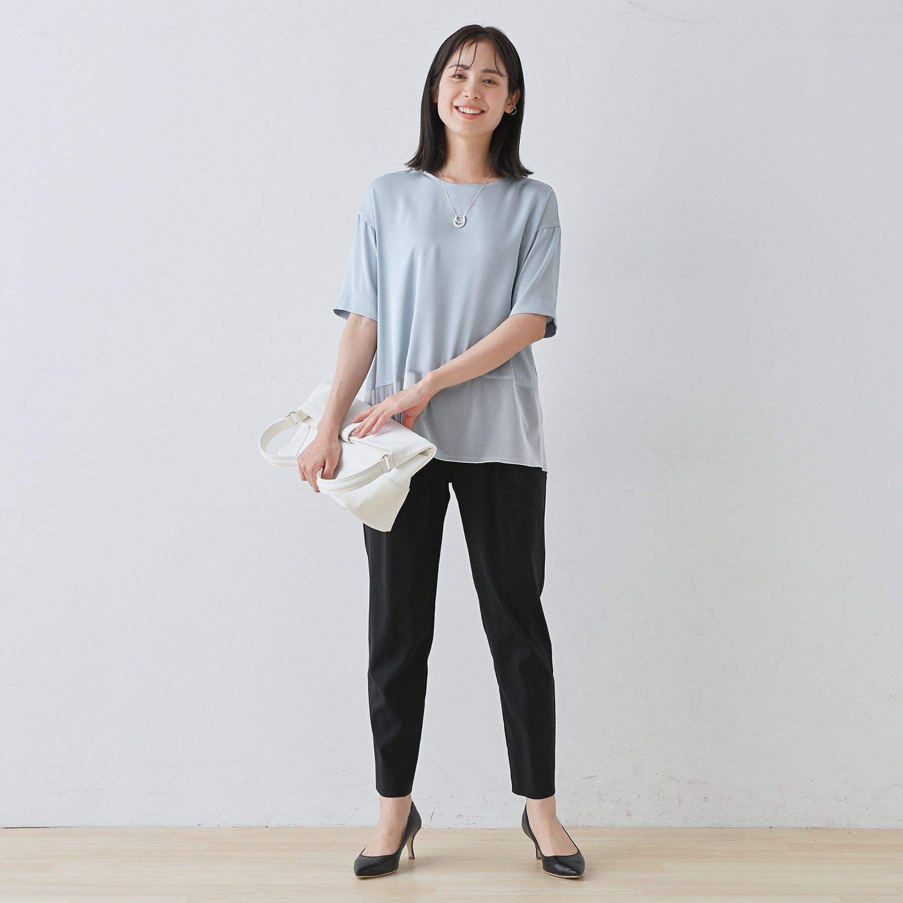 INDIVI「【洗える】裾シアー半袖トップス」|Tシャツ・カットソー|