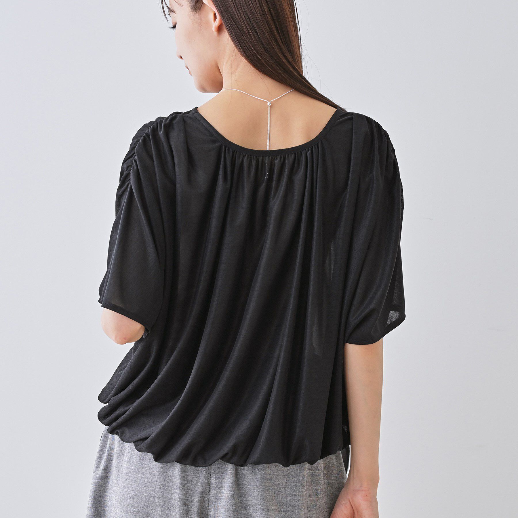 INDIVI「【洗える／体型カバー】シャーリングシアートップス」|Tシャツ・カットソー|