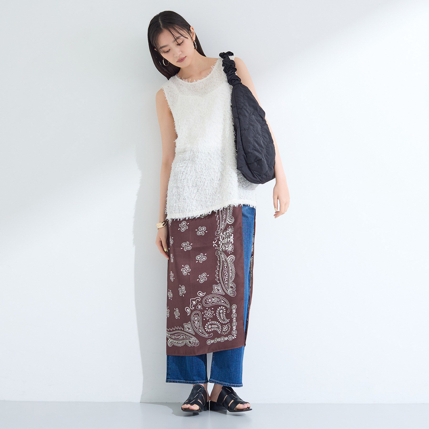 INDIVI「【インナーとしても活躍！】フリンジジャカードチュニック」|シャツ・ブラウス|