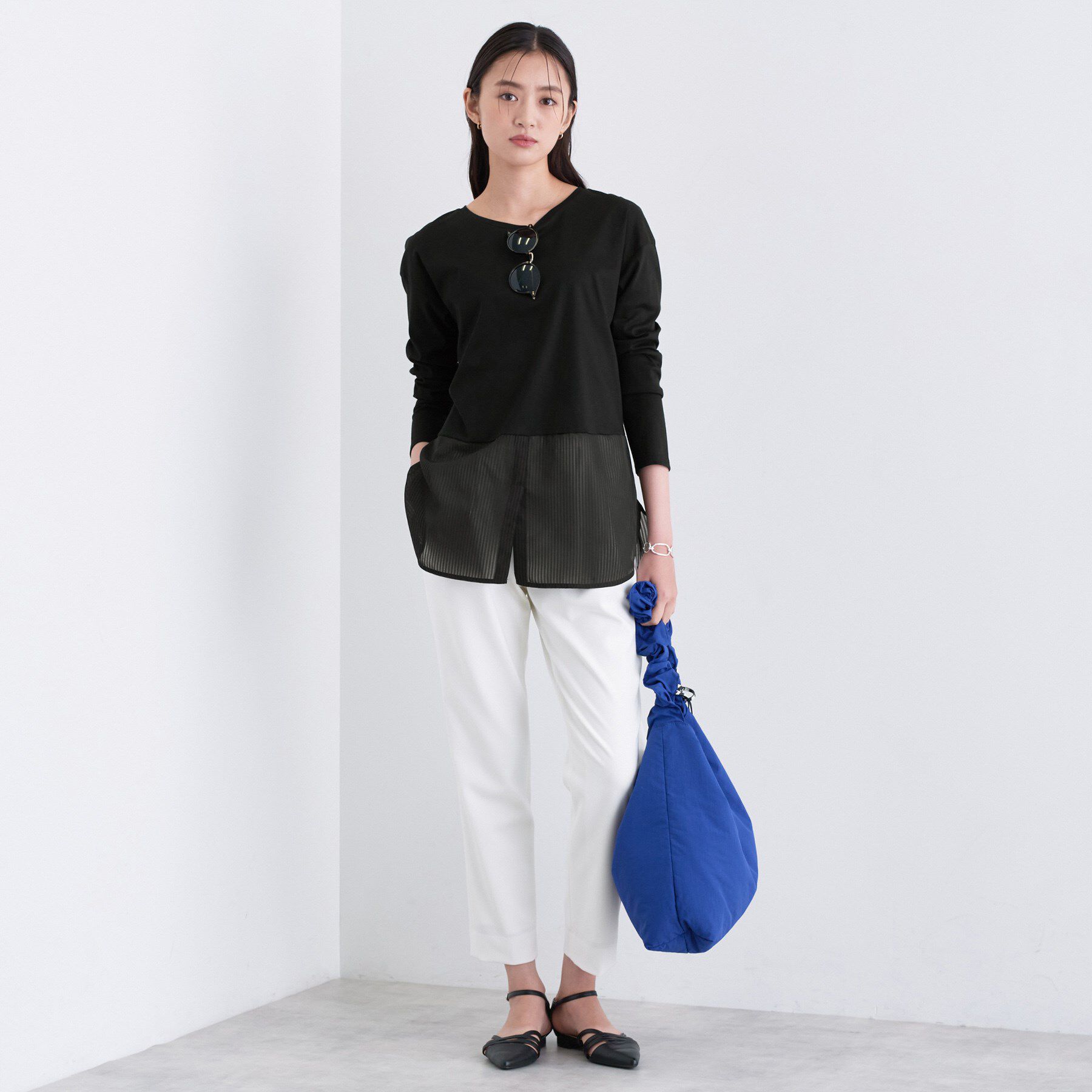 INDIVI「【コットン】シャツ切り替えカットソー」|Tシャツ・カットソー|