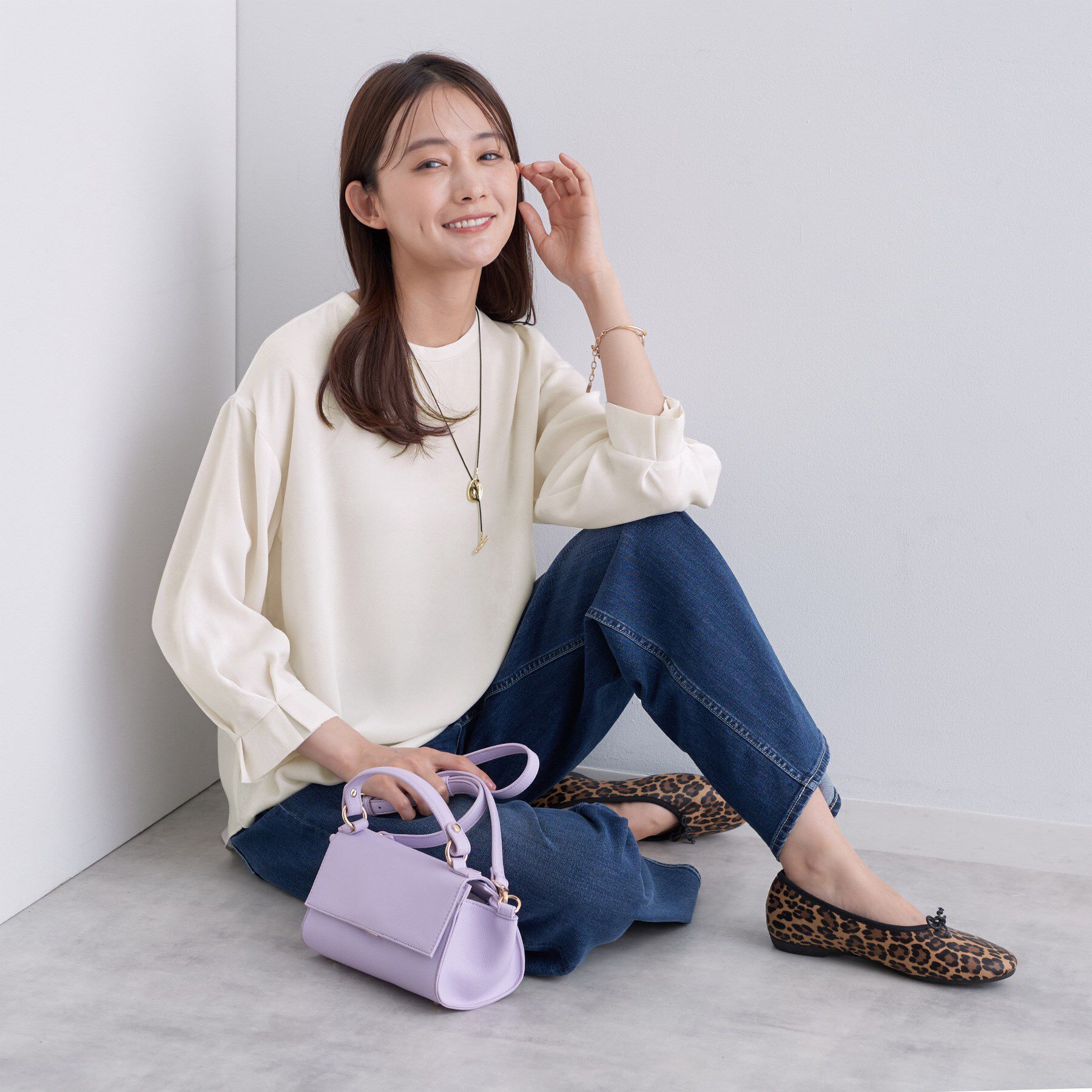 INDIVI「【セットアップ可能】スエード調サテンブラウス」|シャツ・ブラウス|