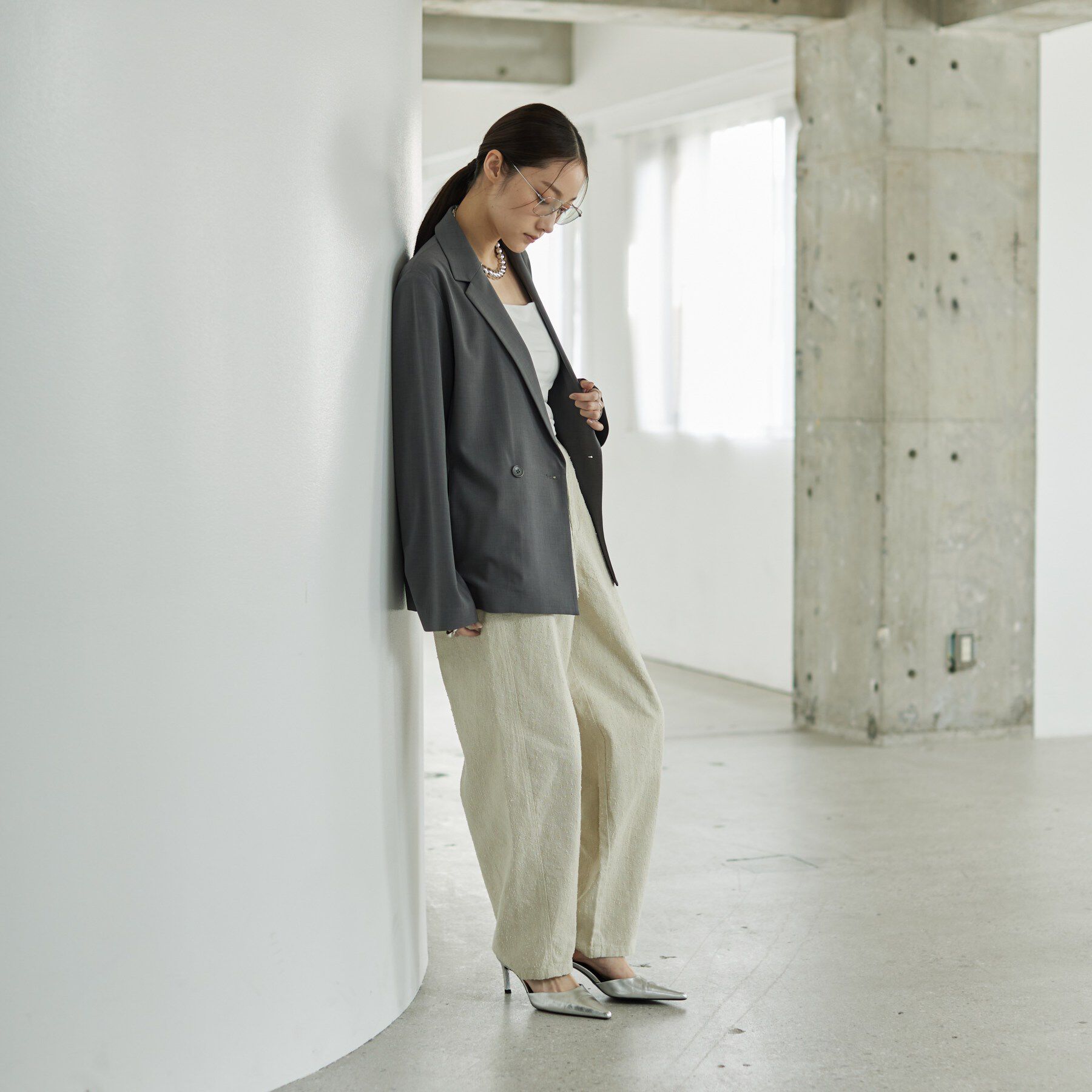 GALLEST「Comfy SET UP｜ダブルブレストイージージャケット【セットアップ対応／通勤／カセット服／接触」|テーラードジャケット|