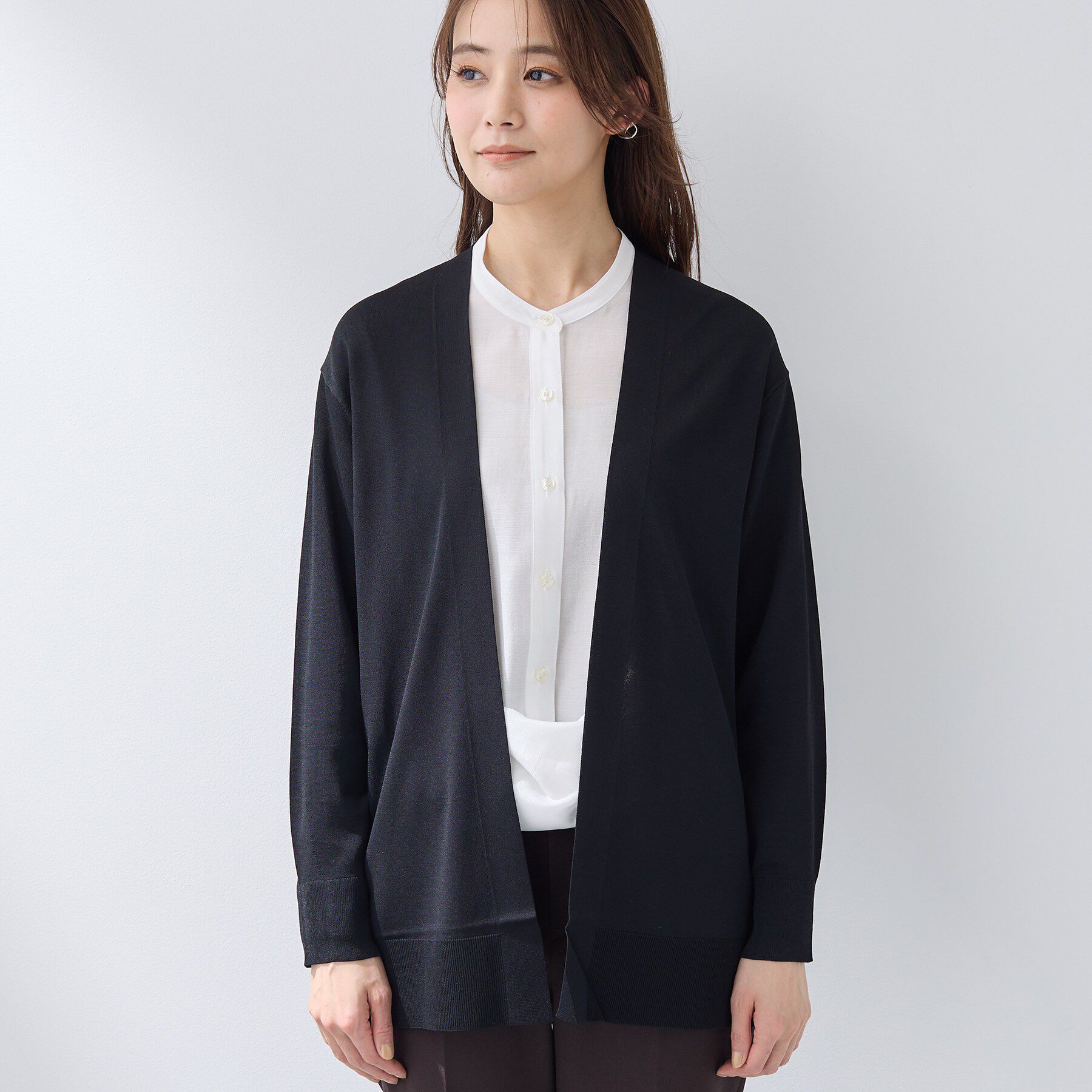 INDIVI「【洗える／上品】きれいめ着流しカーディガンニット」|カーディガン|
