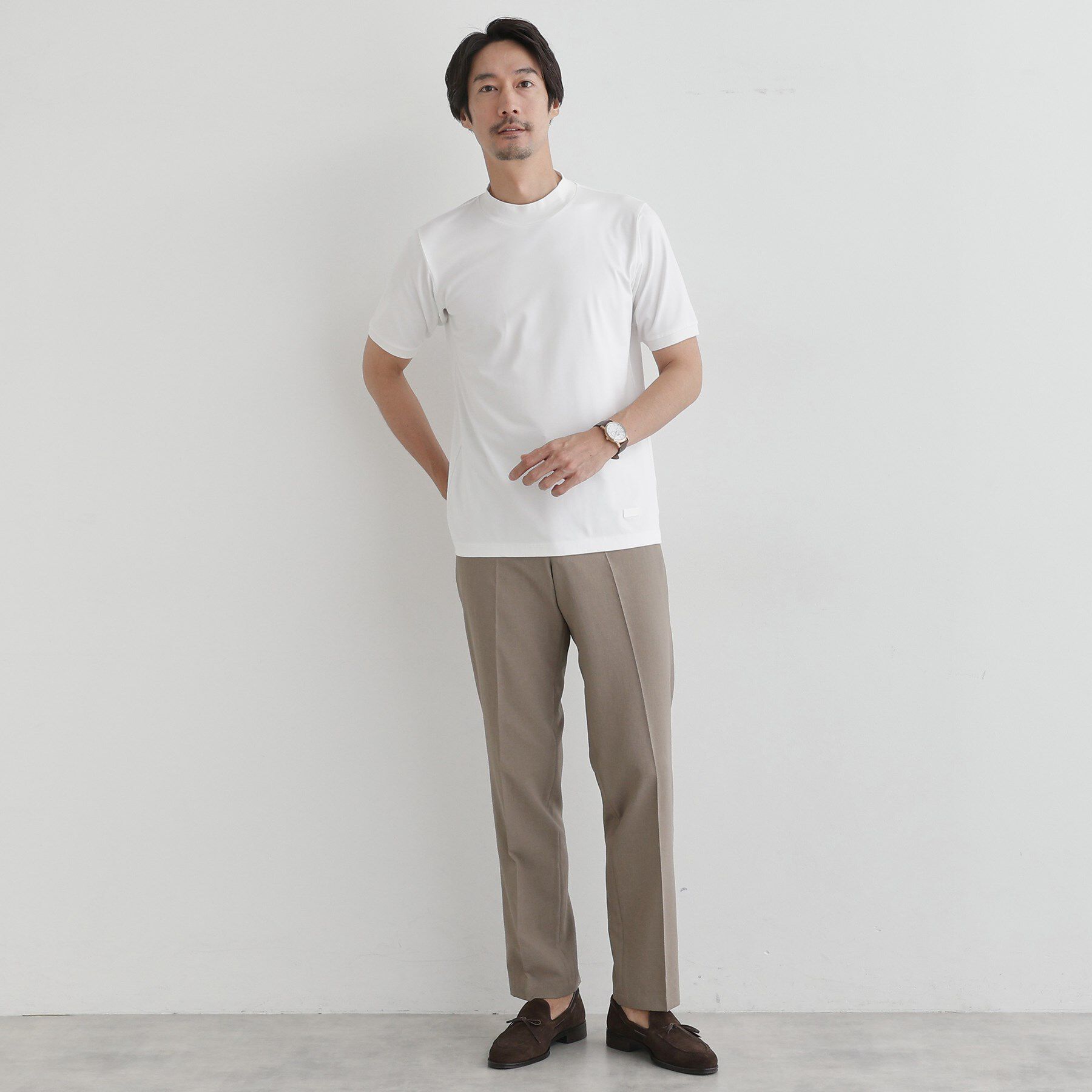 TAKEO KIKUCHI「【COOL CITY WEAR】インドライ天竺モックネック プルオーバー /吸汗速乾」|Tシャツ・カットソー|
