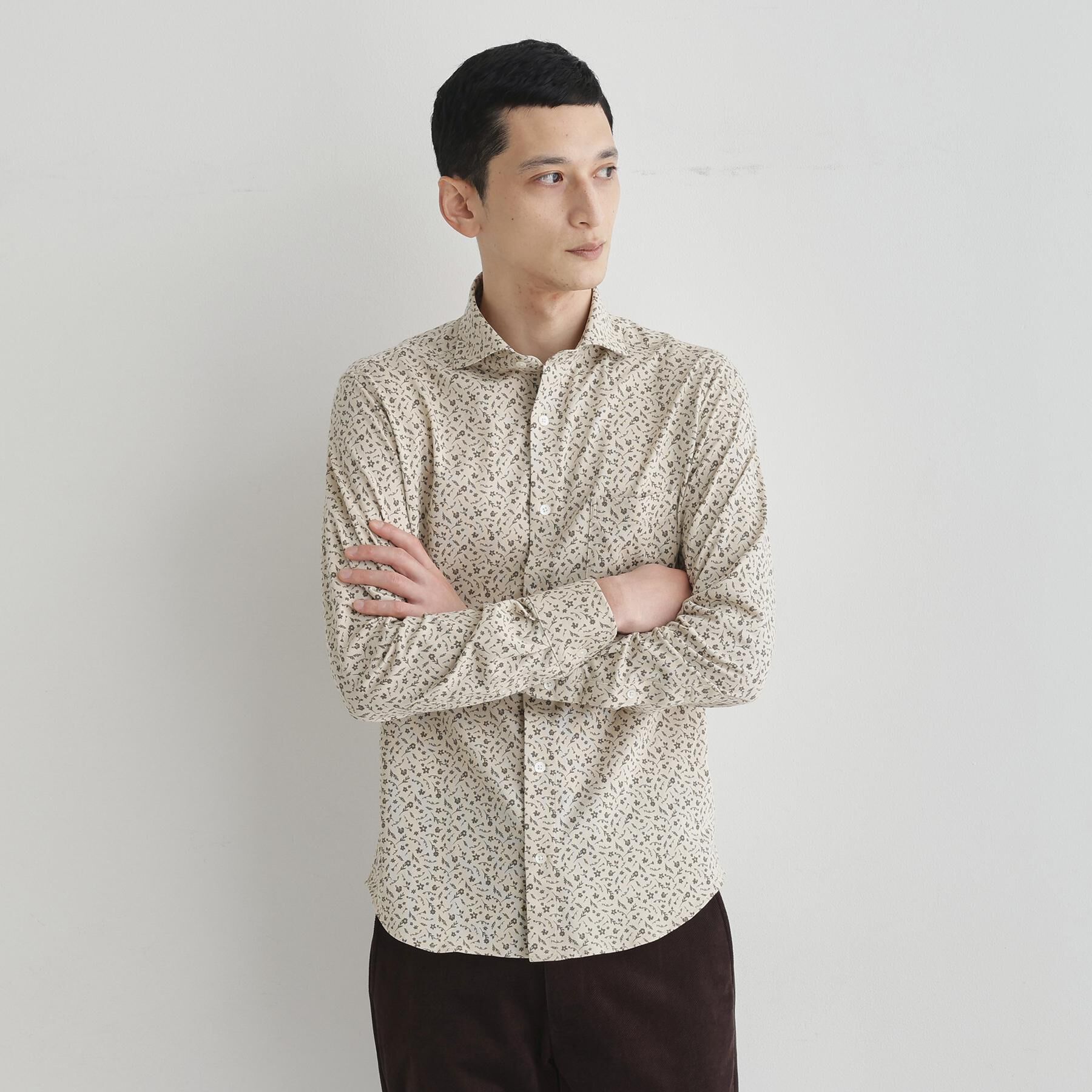 TAKEO KIKUCHI「クールマックス 鹿の子 フラワープリントシャツ」|シャツ・ブラウス|