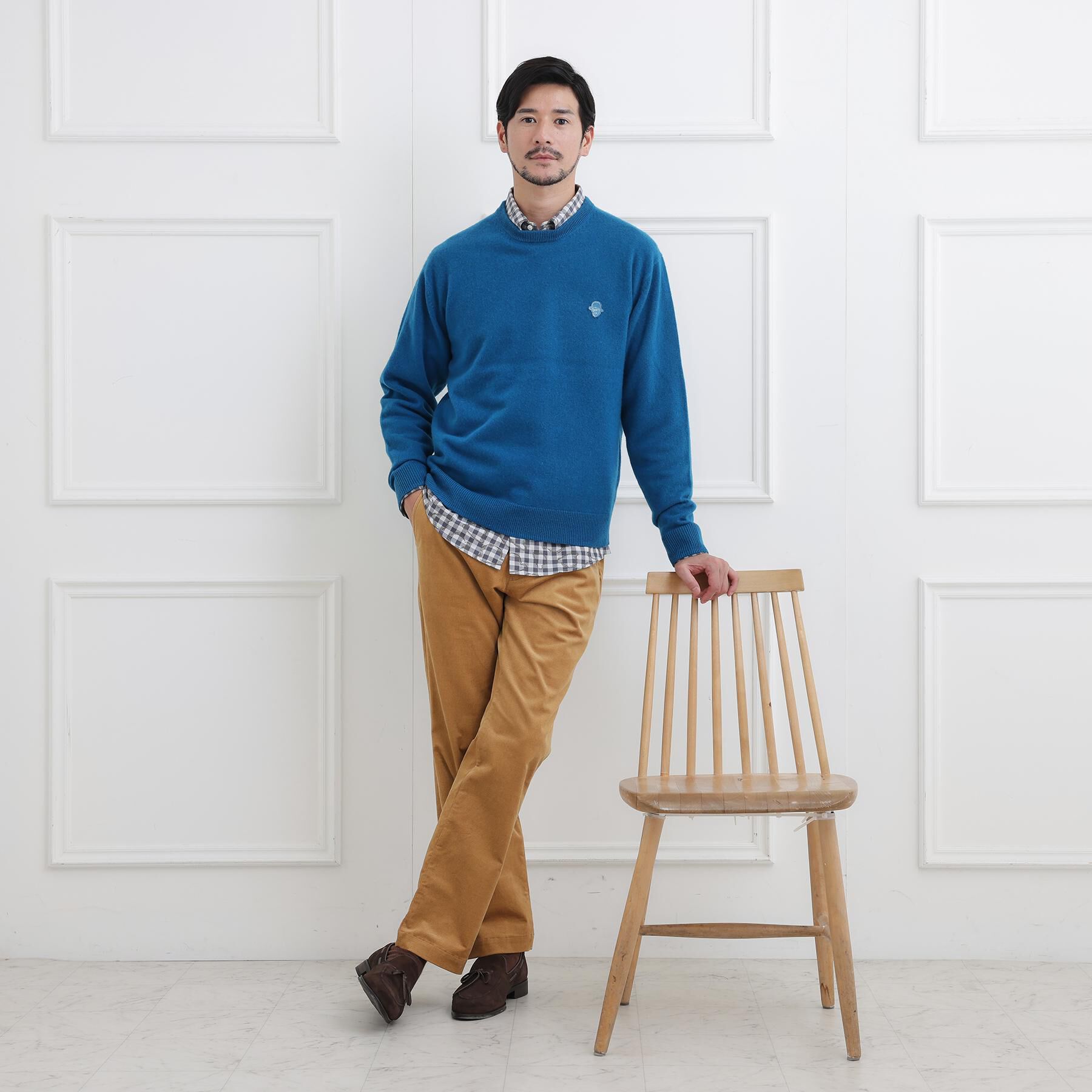TAKEO KIKUCHI「【Air Palette Knit】ワンポイント カラーニット プルオーバー」|ニット・セーター|
