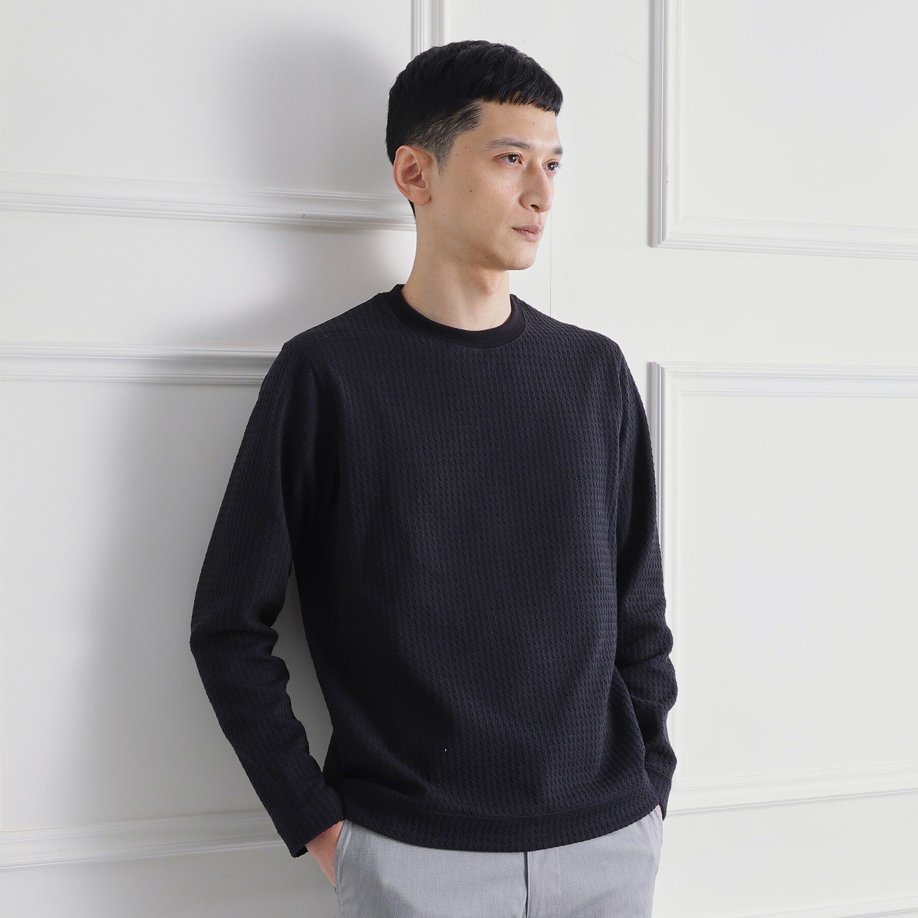TAKEO KIKUCHI「千鳥柄 ストレッチ プルオーバー」|Tシャツ・カットソー|