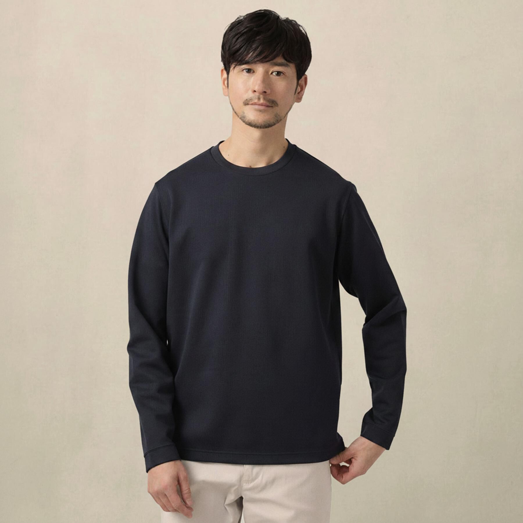 TAKEO KIKUCHI「【尾州ファブリック】ジャカードカットソー」|Tシャツ・カットソー|ネイビー(094)