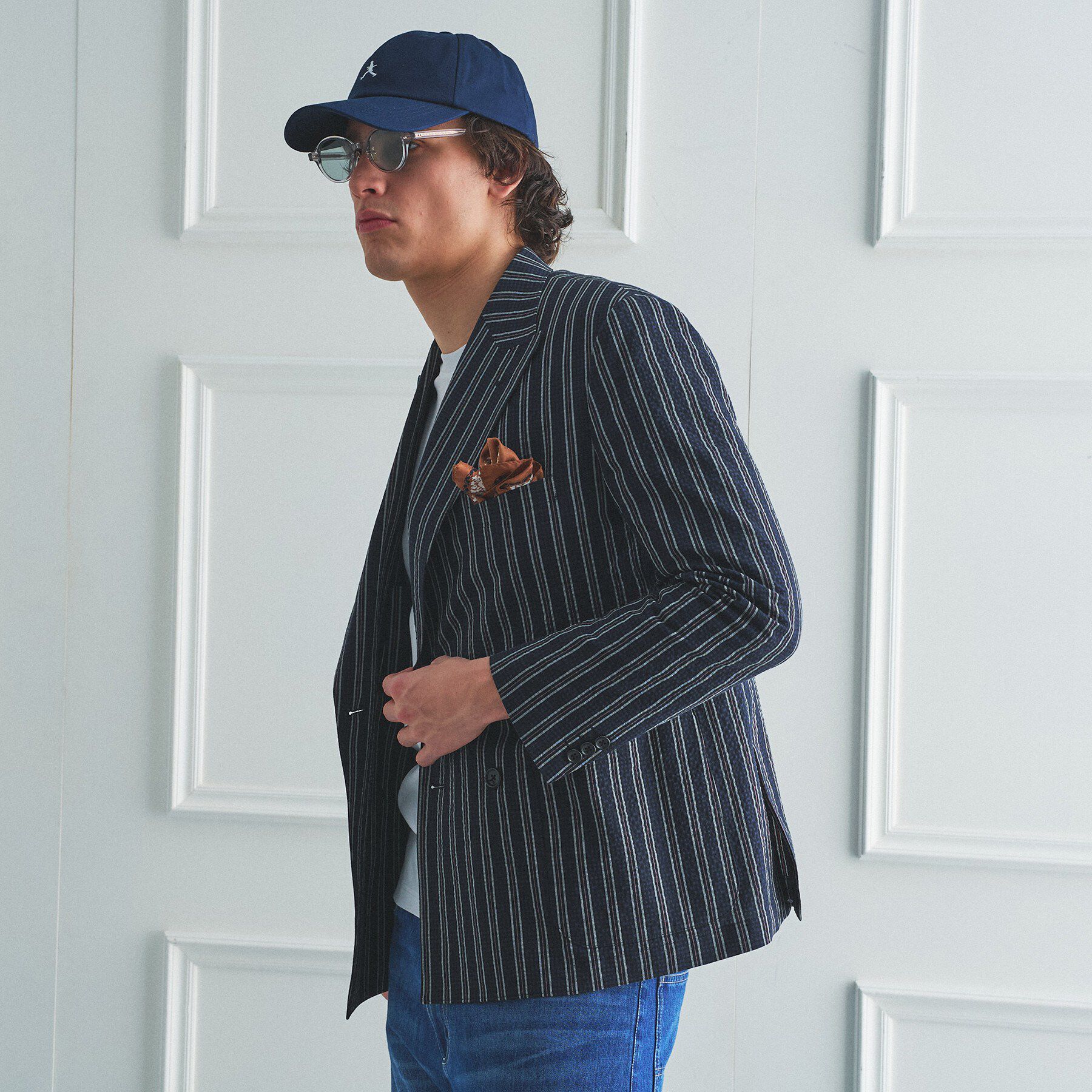 TAKEO KIKUCHI「【BOWLER HAT LABEL】サッカーストライプ ダブルジャケット」|テーラードジャケット|