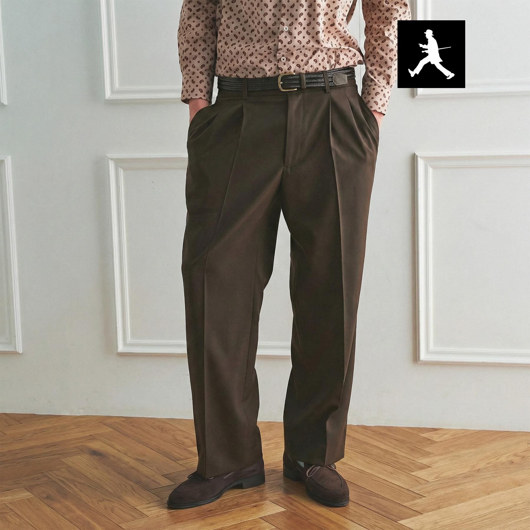 TAKEO KIKUCHI「【BOWLER HAT LABEL】TWギャバジン ワイドイージースラックス」|その他|ブラウン(043)