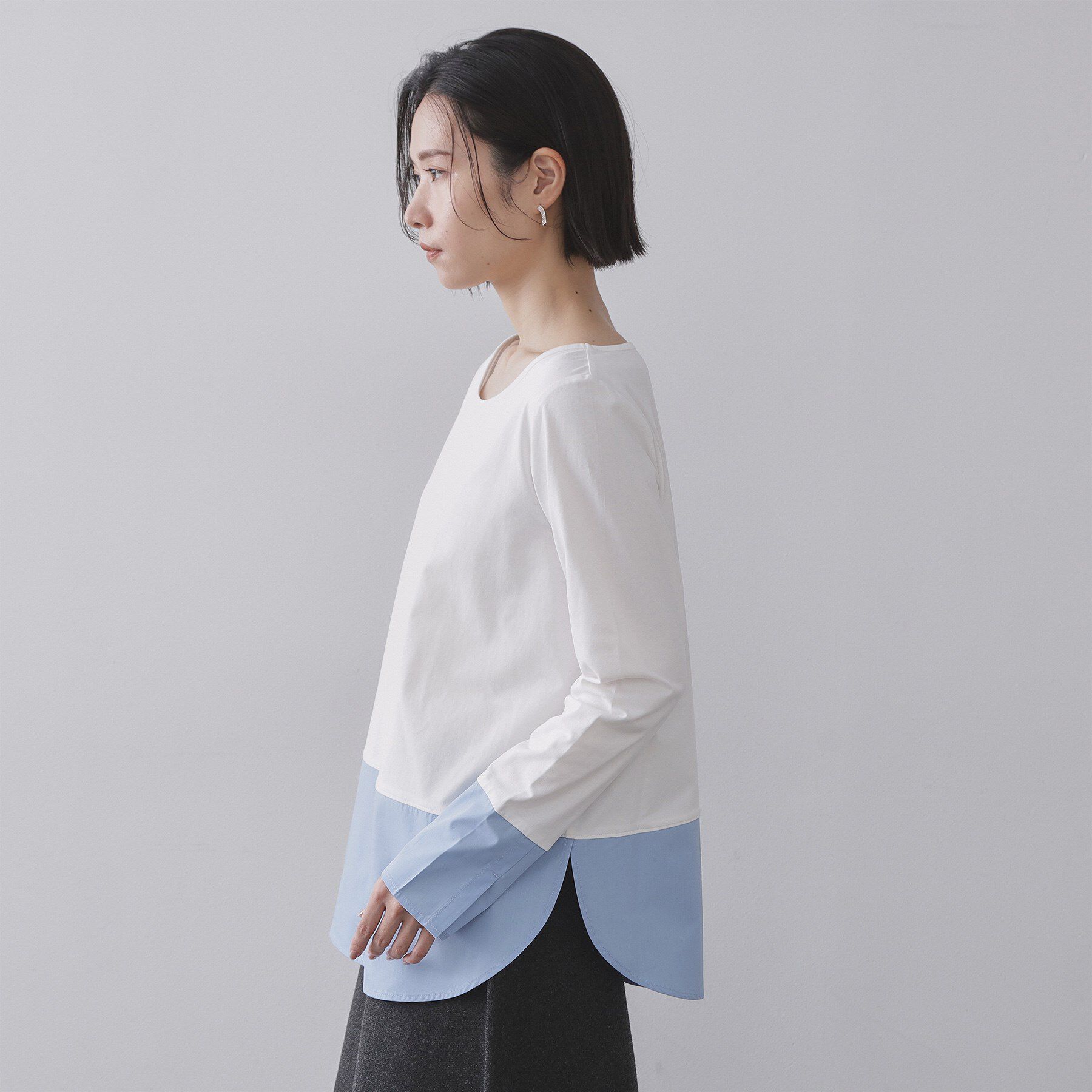 OPAQUE.CLIP「シャツドッキングカットソー【洗濯機OK】」|Tシャツ・カットソー|