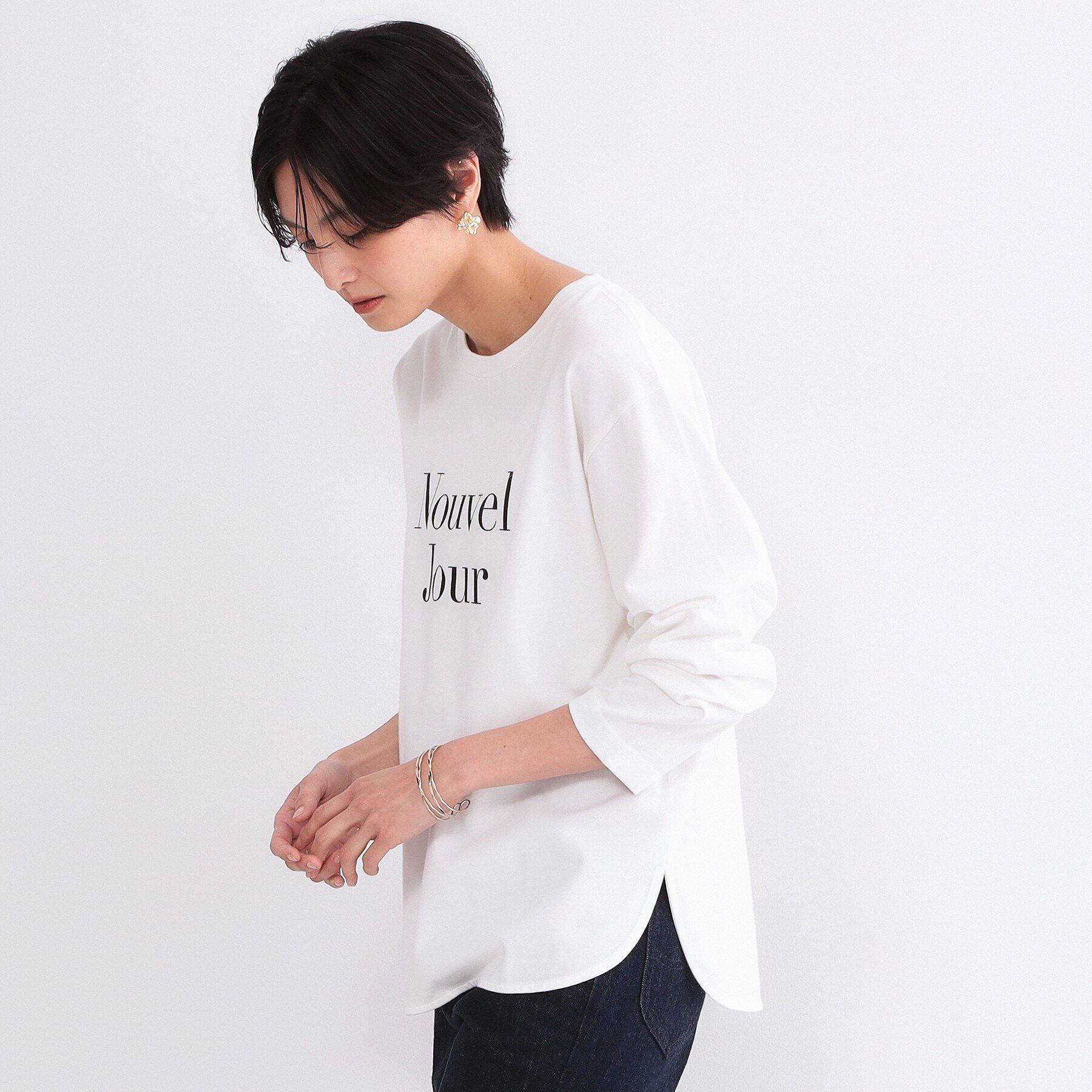 OPAQUE.CLIP「ロゴプリントロングTシャツ【洗濯機OK】」|Tシャツ・カットソー|