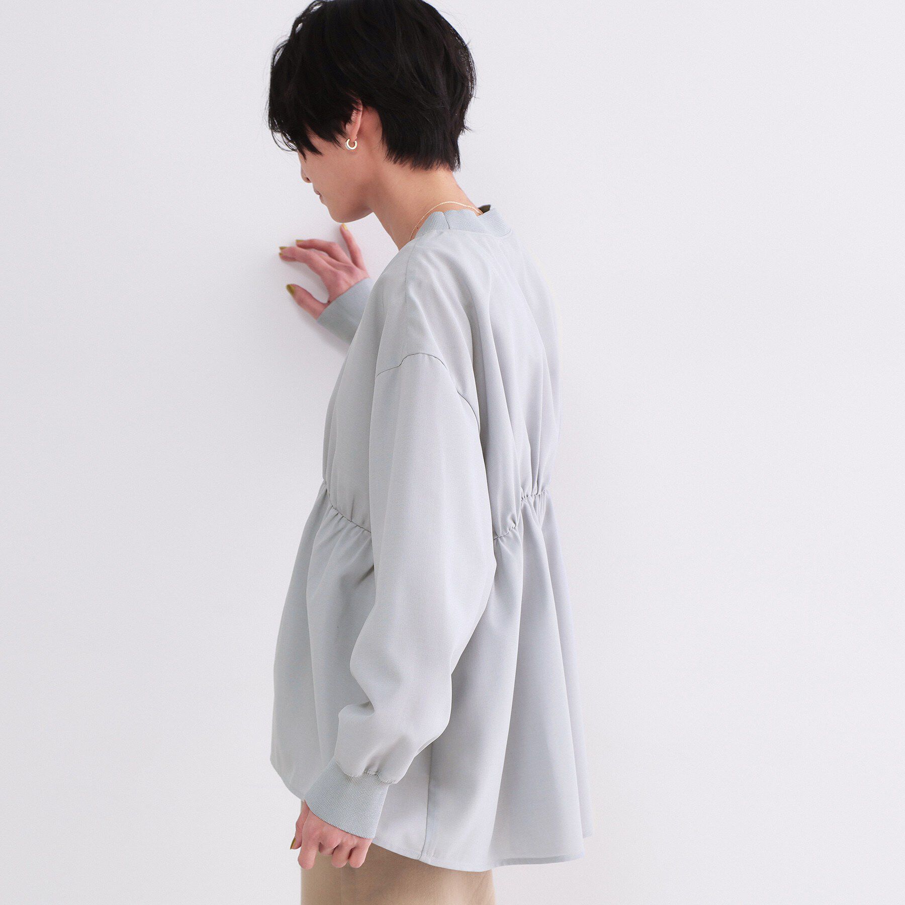 OPAQUE.CLIP「ブラウス風Vネックカーディガン【洗濯機OK】」|カーディガン|