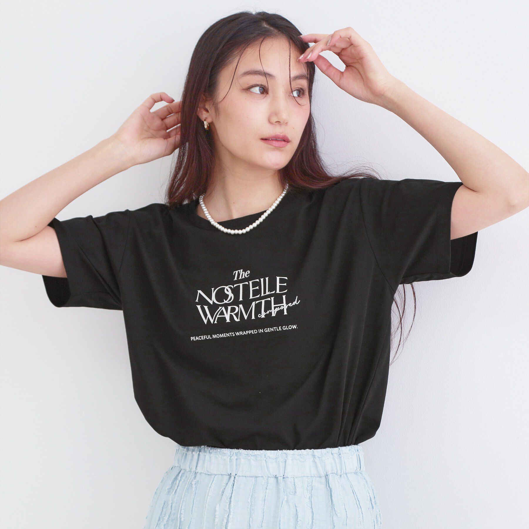OPAQUE.CLIP「ロゴプリント＆刺繍Tシャツ【洗濯機OK】」|Tシャツ・カットソー|