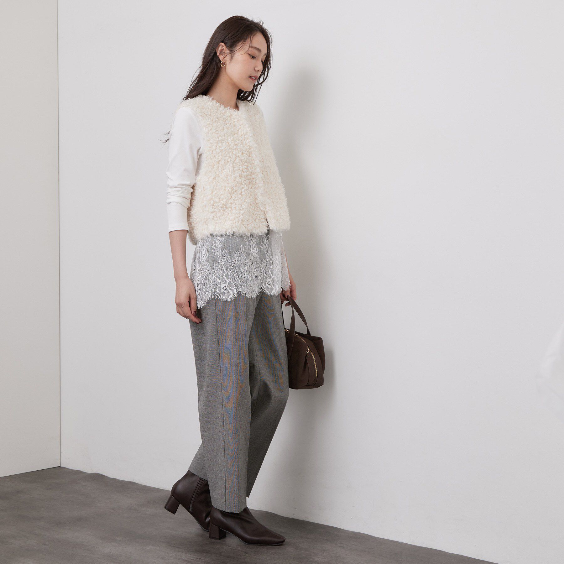 OPAQUE.CLIP「裾レースドッキングカットソー【洗濯機OK】」|Tシャツ・カットソー|