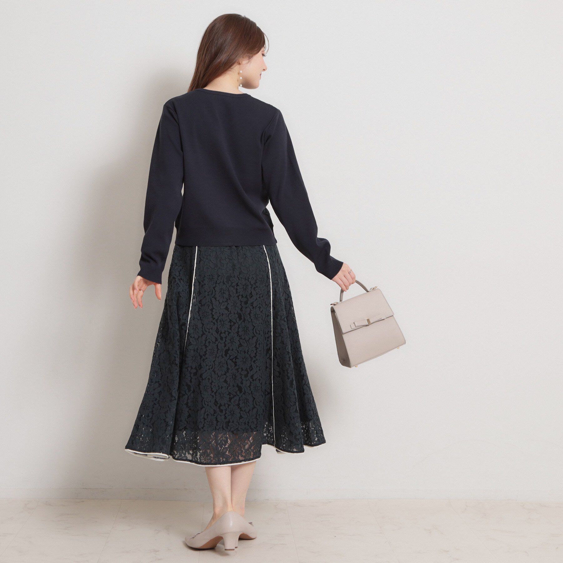 Couture broach「【洗える】コードレース カーディガン」|カーディガン|