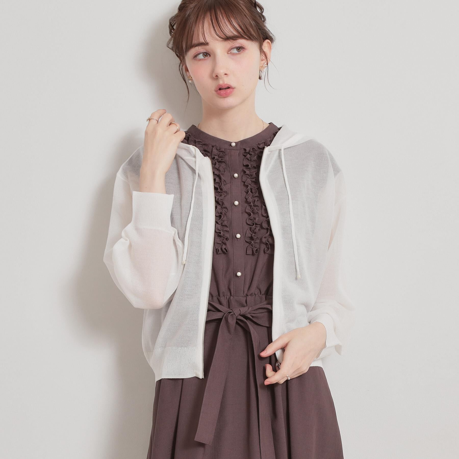 Couture broach「【洗える】LEVITAジップアップフーディー」|カーディガン|