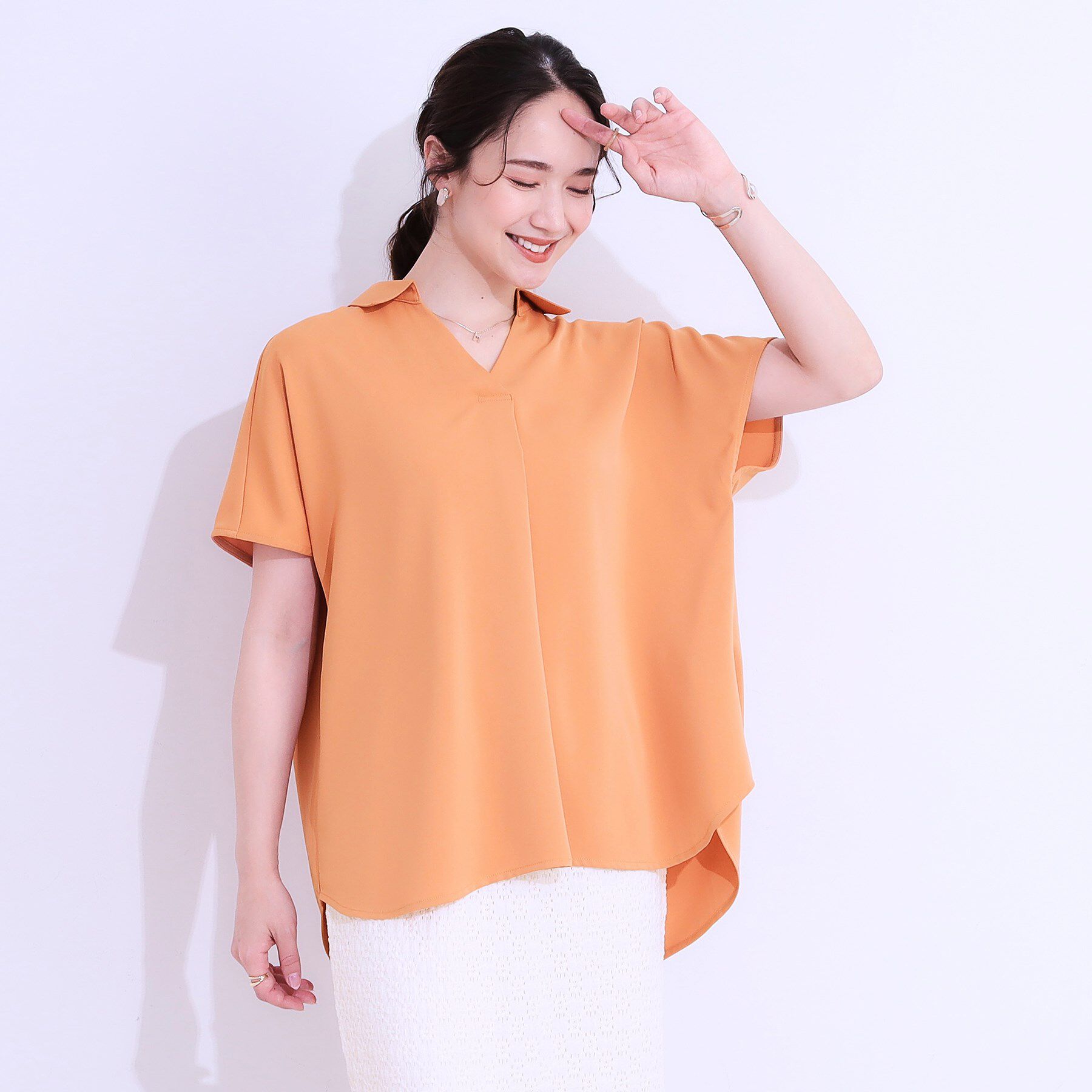SHOO･LA･RUE「【洗える/S-LL/プチプラ】さらっとすっきりきれい見え スキッパーブラウス」|シャツ・ブラウス|