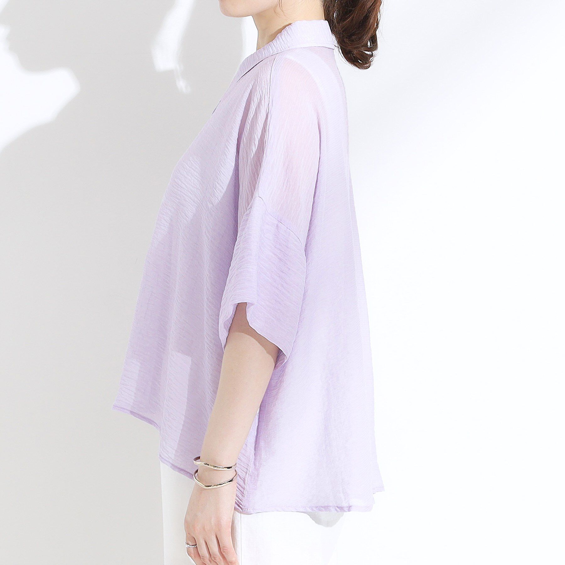 SHOO･LA･RUE「ゆるっと感がこなれ見え ワッシャーシアー半袖シャツ」|シャツ・ブラウス|