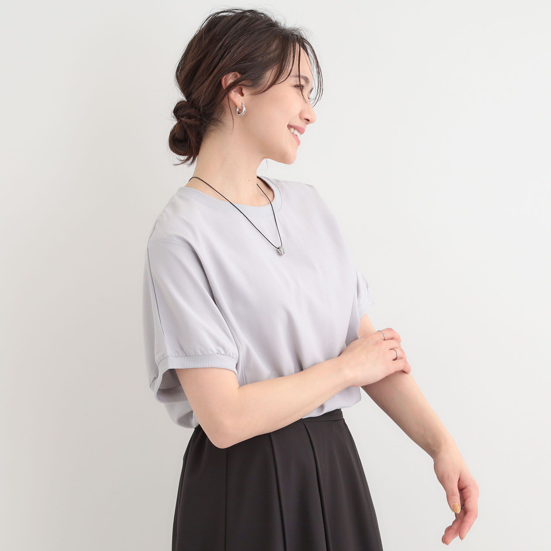 SHOO･LA･RUE「【ひんやり/洗濯後しわになりにくい】リブ切り替えドルマンブラウス」|シャツ・ブラウス|